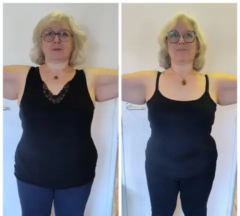 Face caméra, une membre du club Nutri-Club Center dans un montage de 2 clichés