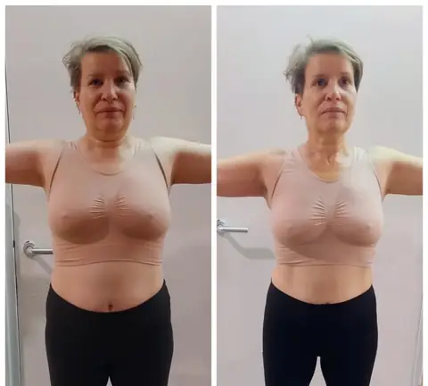 Face caméra, une membre du club Nutri-Club Center dans un montage de 2 clichés
