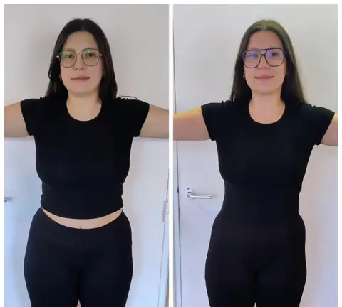 Face caméra, une membre du club Nutri-Club Center dans un montage de 2 clichés