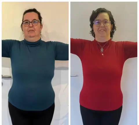 Face caméra, une membre du club Nutri-Club Center dans un montage de 2 clichés