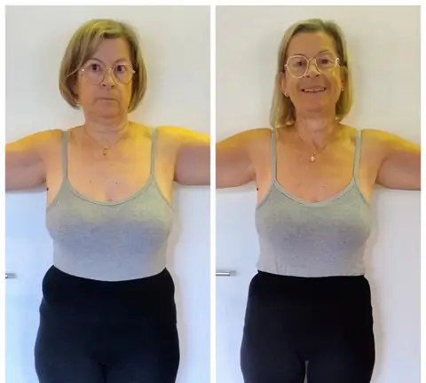 Face caméra, une membre du club Nutri-Club Center dans un montage de 2 clichés